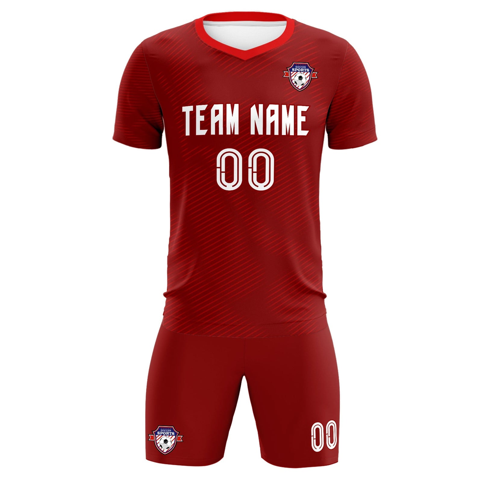 Custom Crimson Red Training Uniform For Men Soccer Sets Jersey