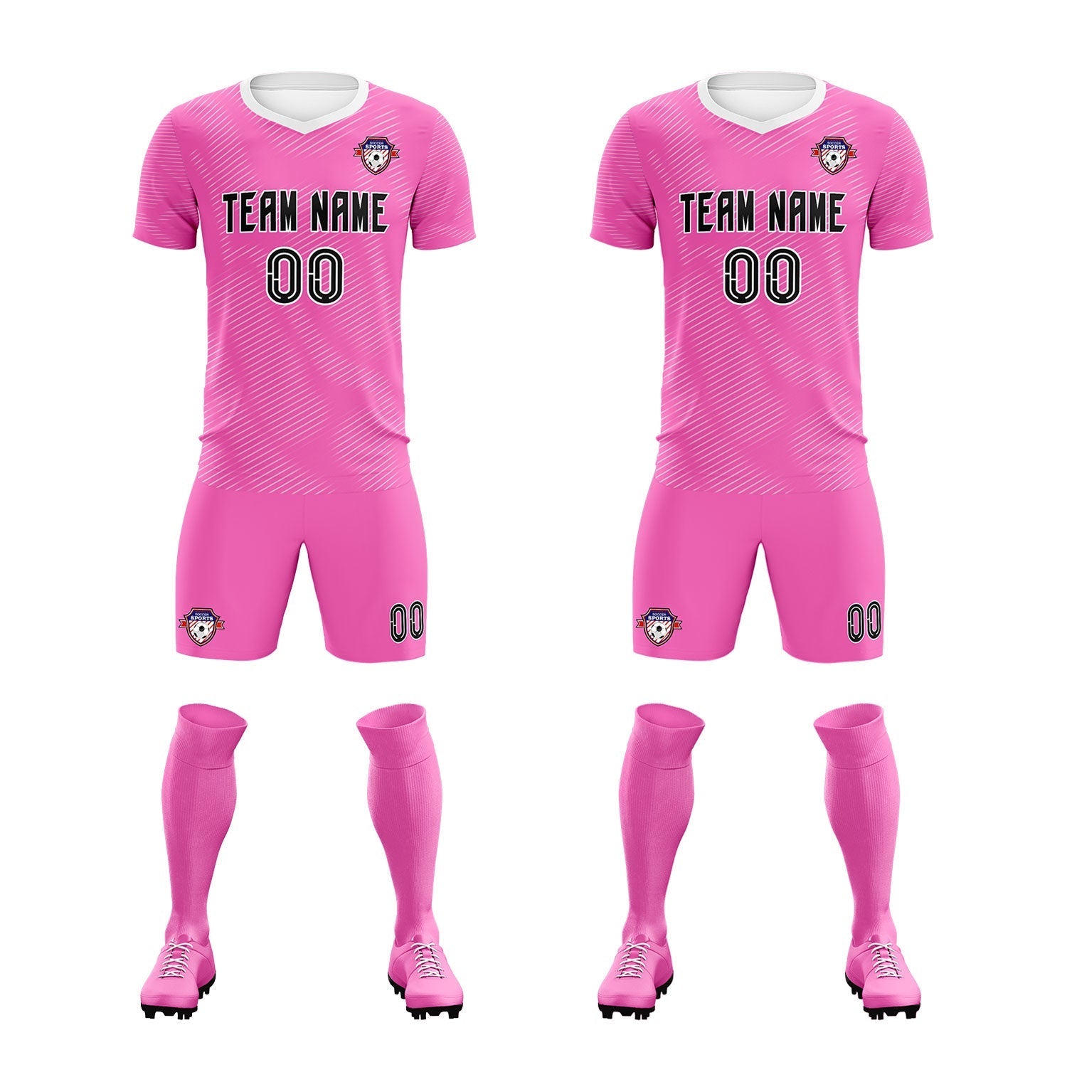 Custom Pink White Training Uniform For Men Soccer Sets Jersey