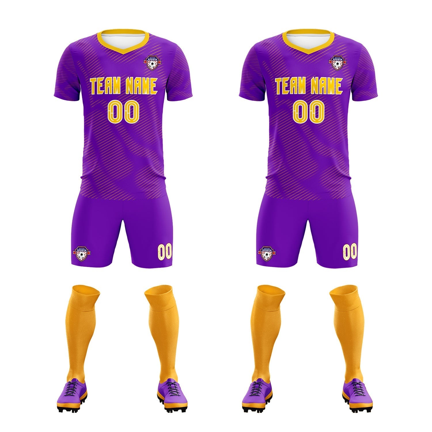 Custom Purple Gold Training Uniform For Men Soccer Sets Jersey