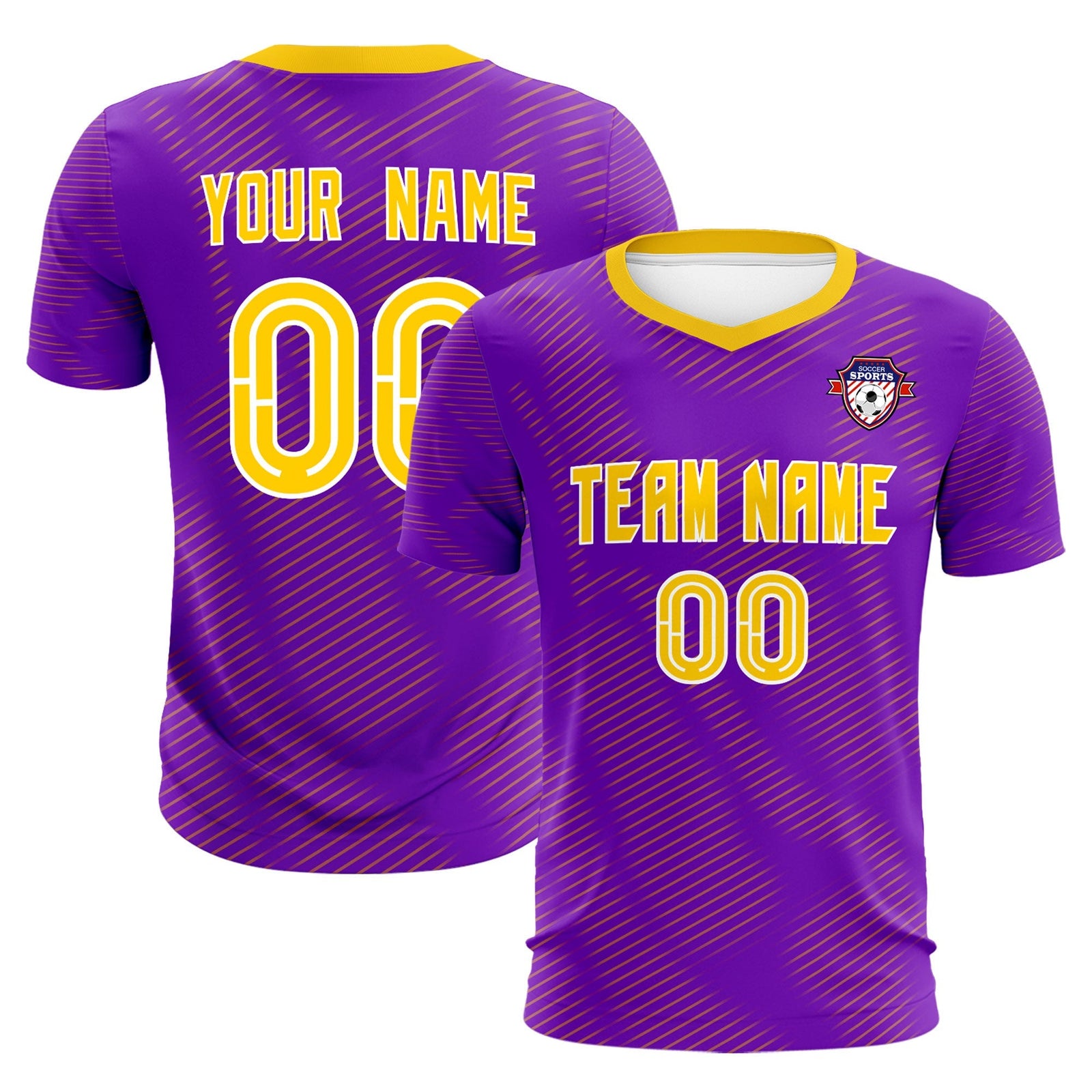 Custom Purple Gold Training Uniform For Men Soccer Sets Jersey