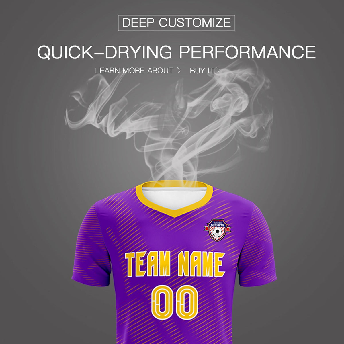 Custom Purple Gold Training Uniform For Men Soccer Sets Jersey