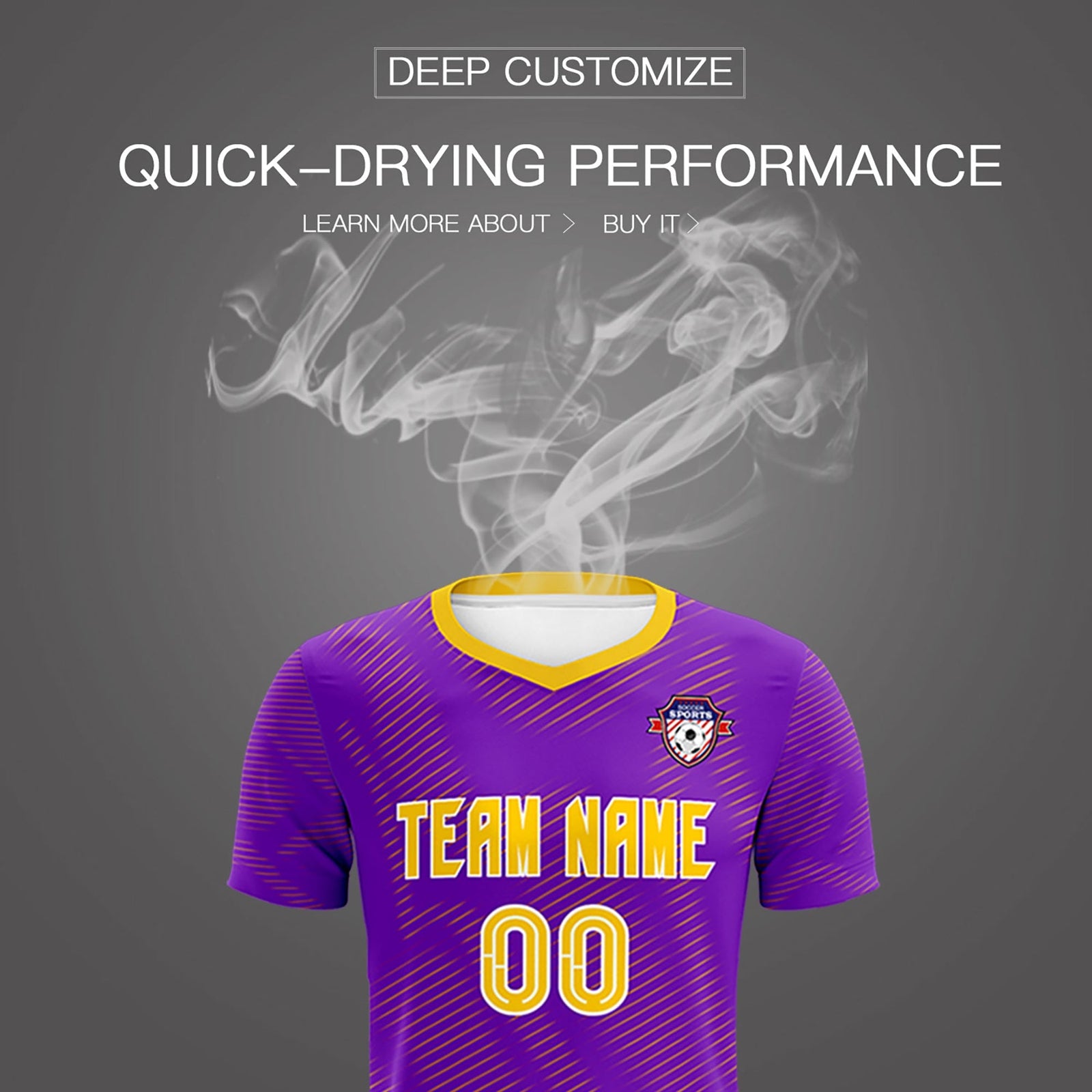 Custom Purple Gold Training Uniform For Men Soccer Sets Jersey
