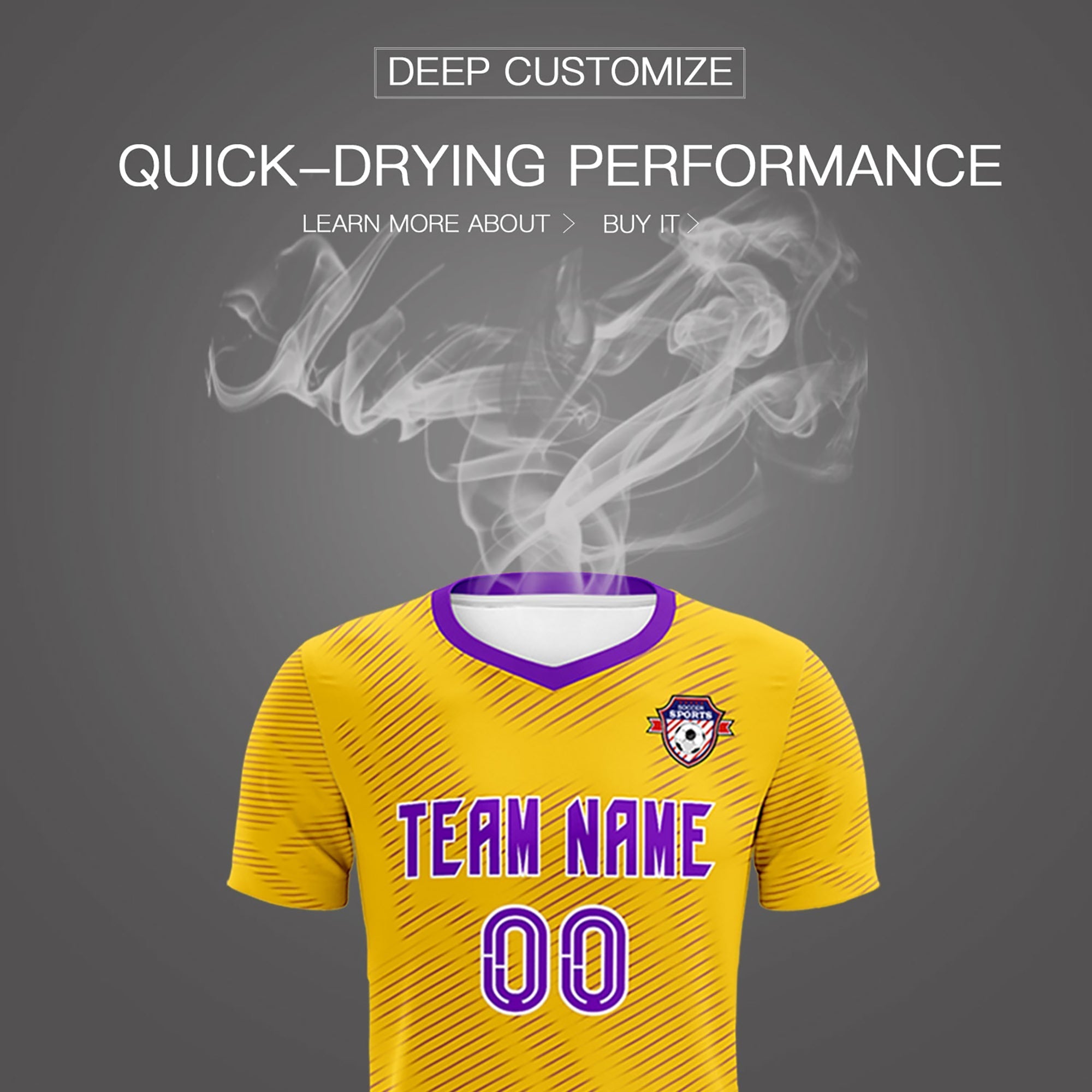 Custom Gold Purple Training Uniform For Men Soccer Sets Jersey