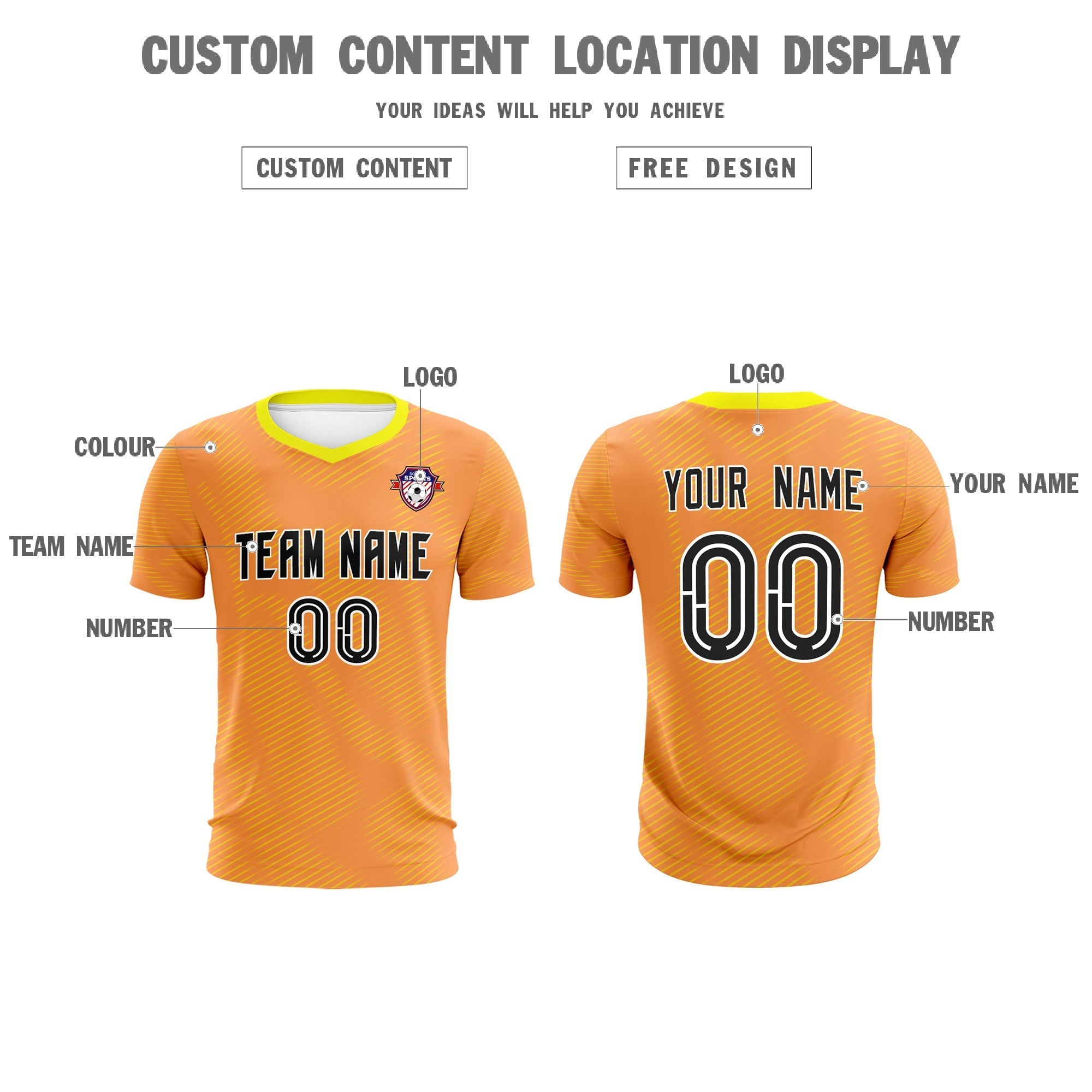 Custom Light Orange Gold Training Uniform For Men Soccer Sets Jersey