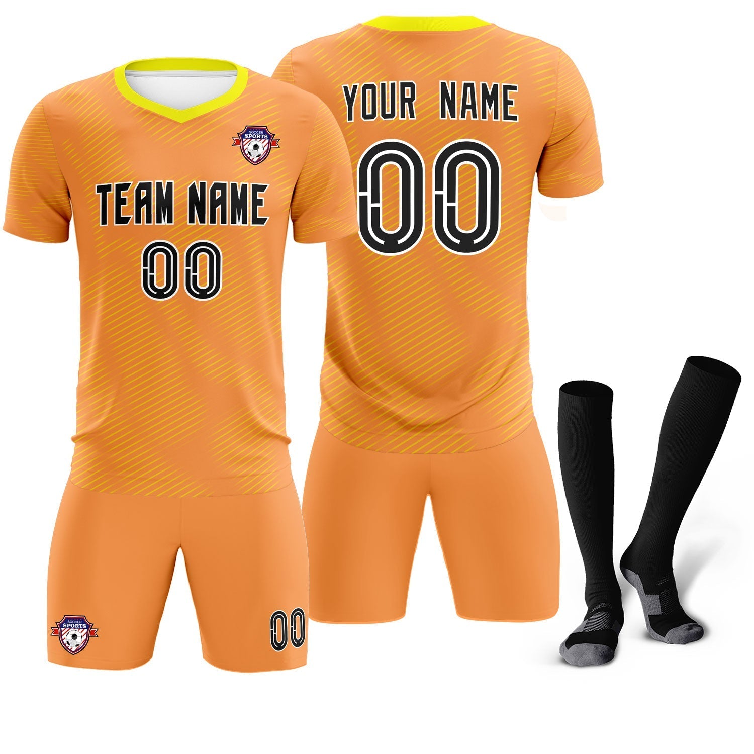 Custom Light Orange Gold Training Uniform For Men Soccer Sets Jersey