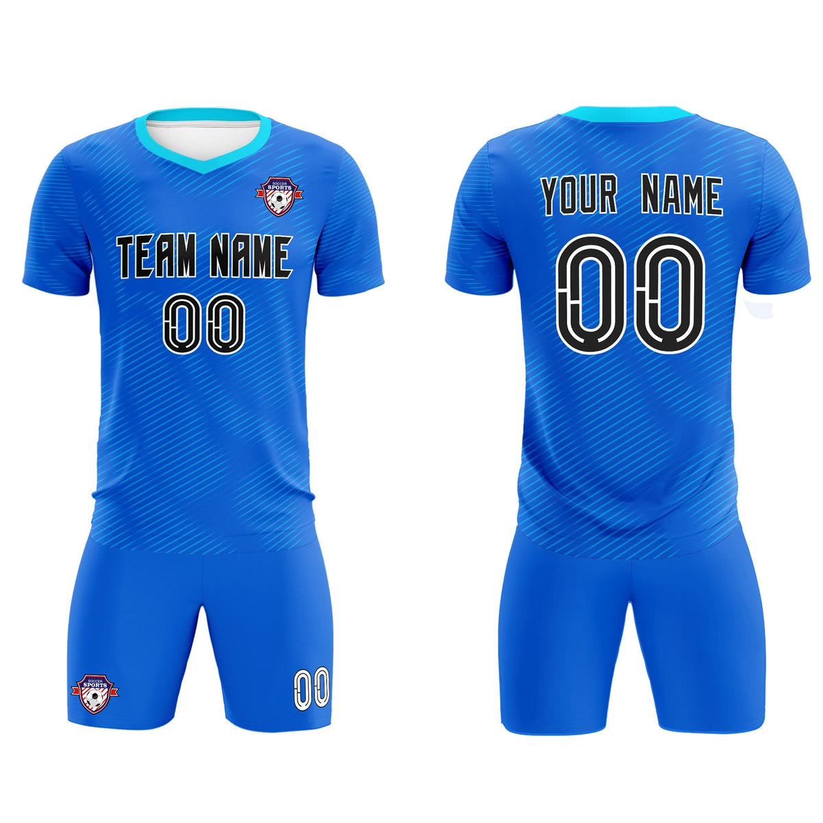 Custom Royal Powder Blue Training Uniform For Men Soccer Sets Jersey