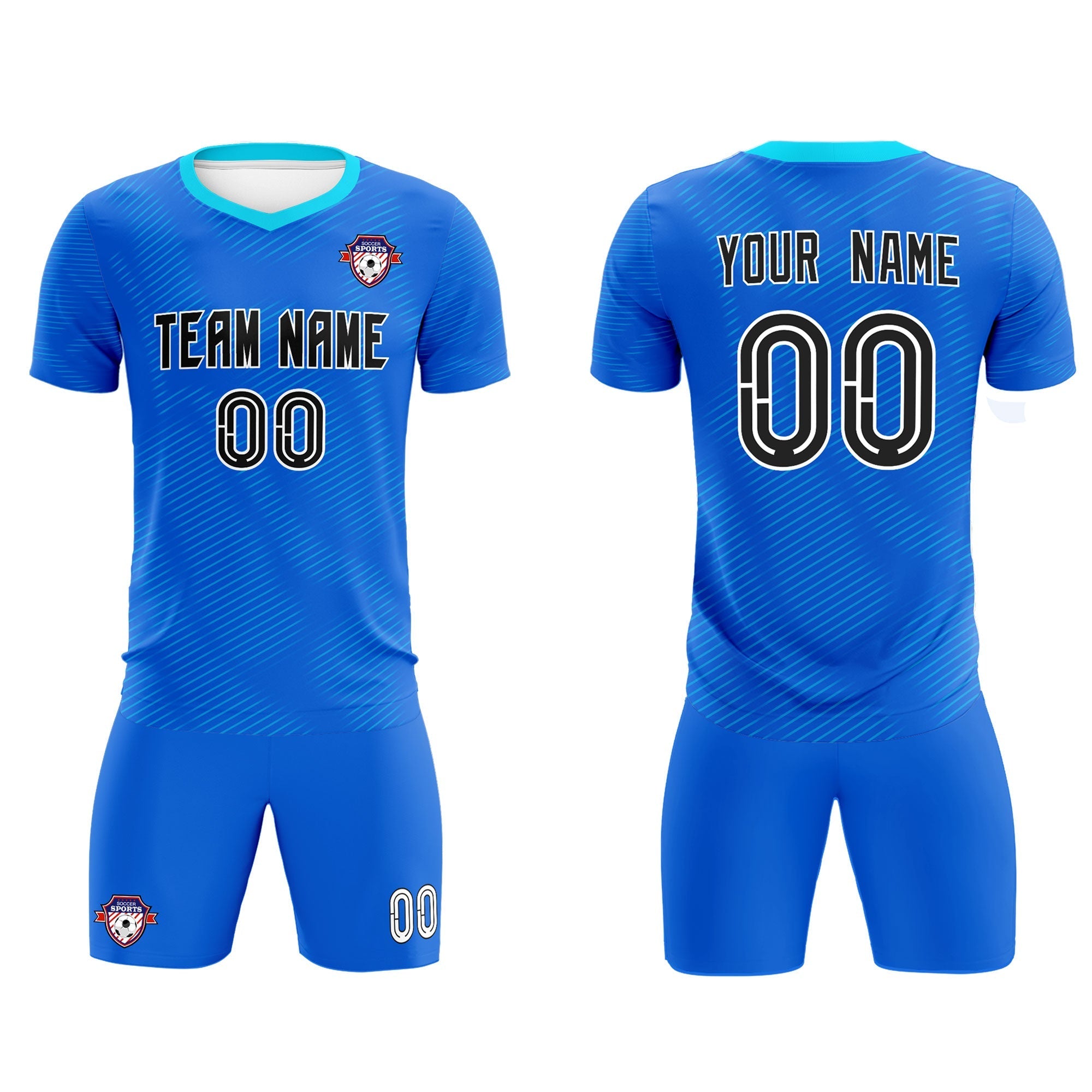 Custom Royal Powder Blue Training Uniform For Men Soccer Sets Jersey