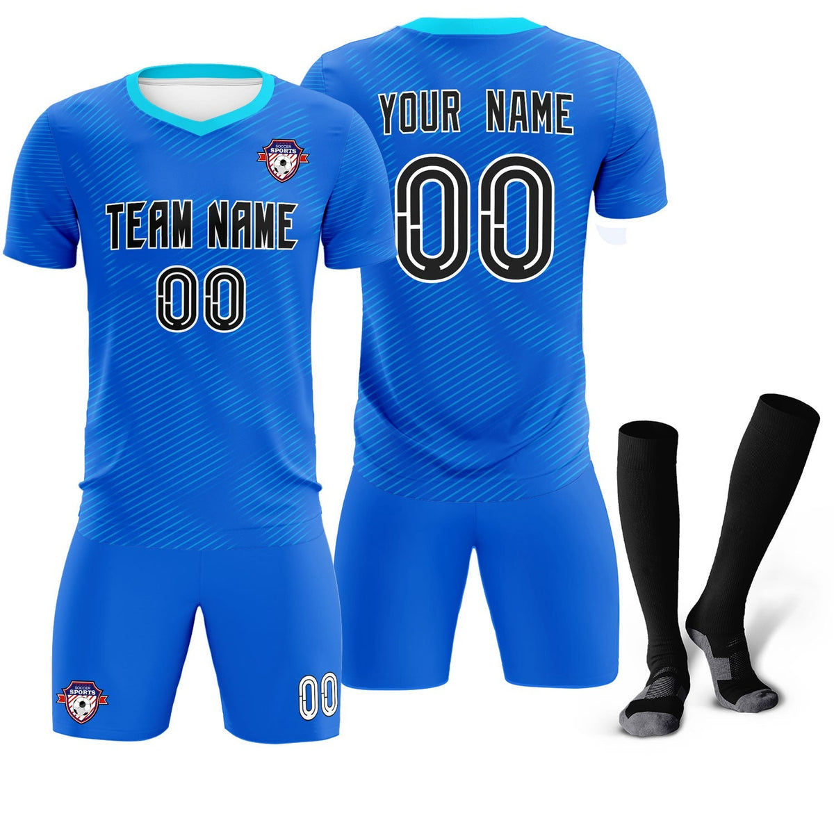 Custom Royal Powder Blue Training Uniform For Men Soccer Sets Jersey