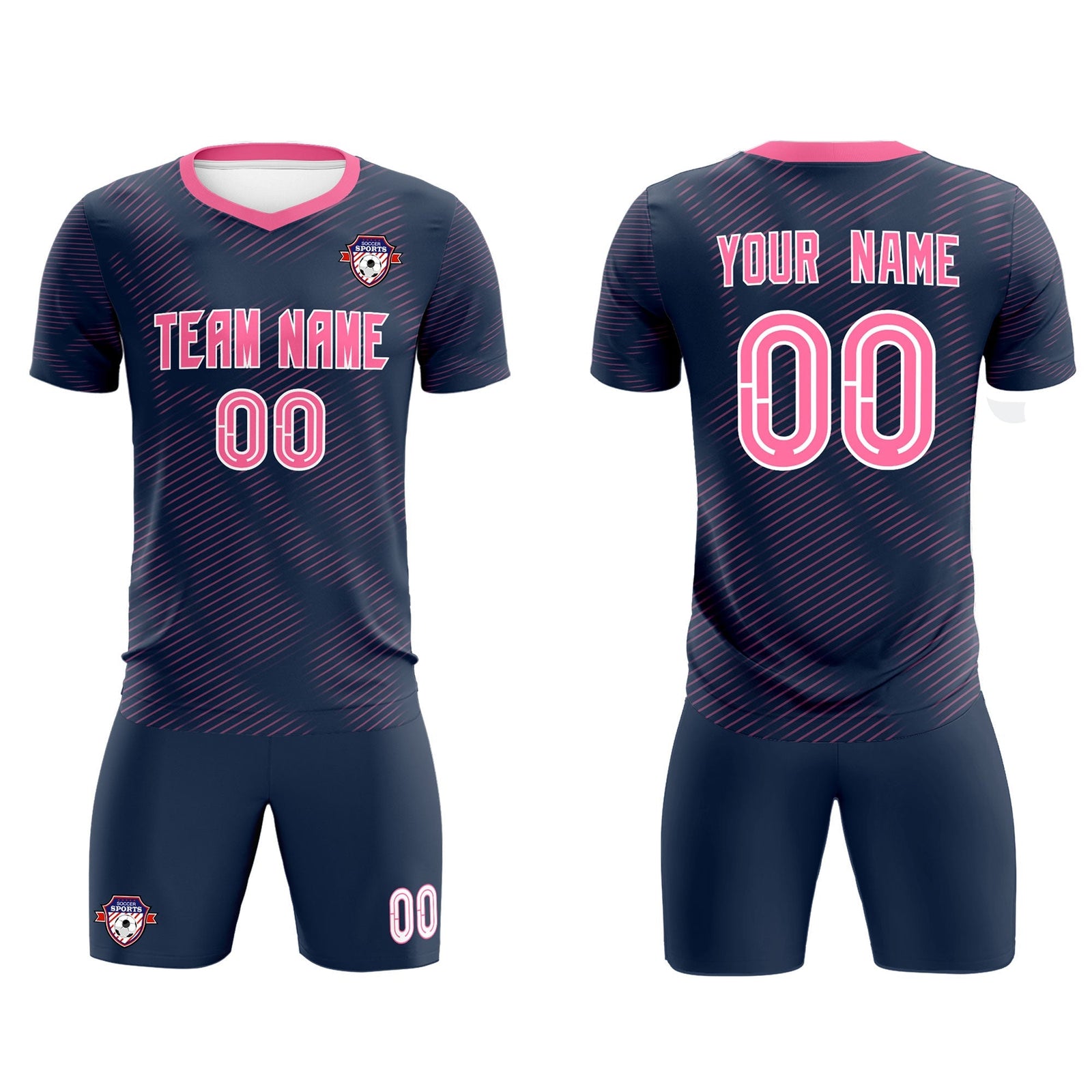 Custom Navy Pink Training Uniform For Men Soccer Sets Jersey