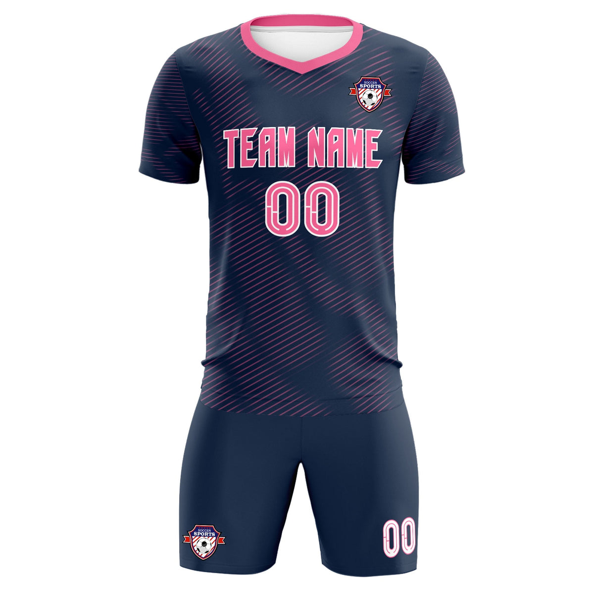 Custom Navy Pink Training Uniform For Men Soccer Sets Jersey