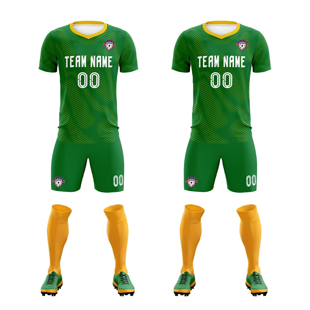 Custom Kelly Green Yellow Training Uniform For Men Soccer Sets Jersey