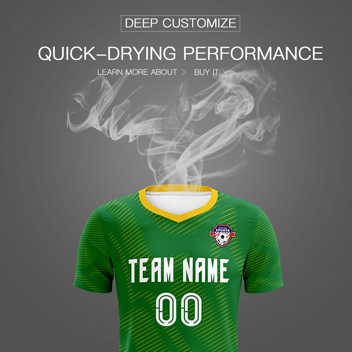 Custom Kelly Green Yellow Training Uniform For Men Soccer Sets Jersey