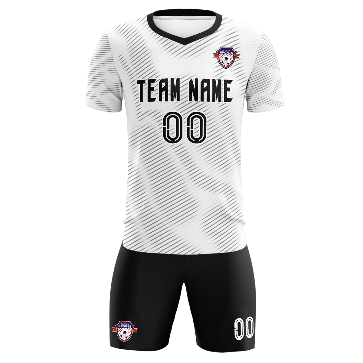 Custom White Black Training Uniform For Men Soccer Sets Jersey