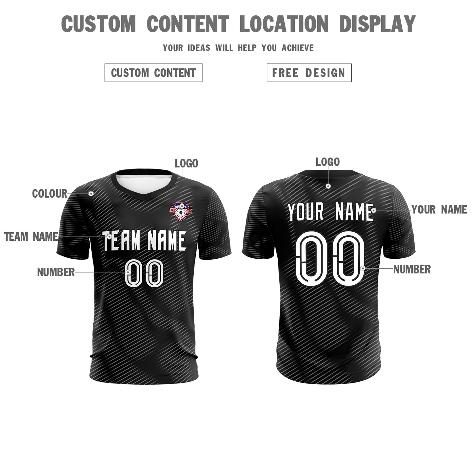 Custom Black White Training Uniform For Men Soccer Sets Jersey