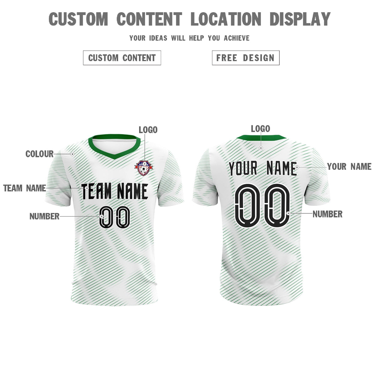 Custom White Kelly Green Training Uniform For Men Soccer Sets Jersey
