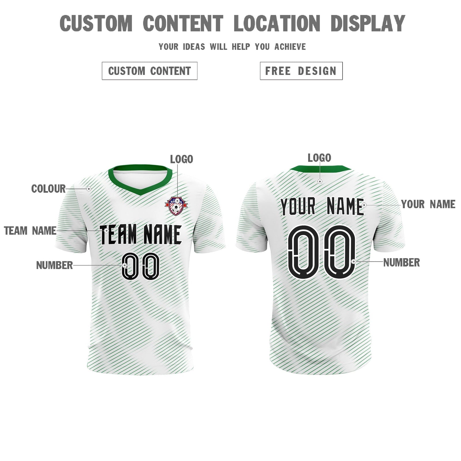 Custom White Kelly Green Training Uniform For Men Soccer Sets Jersey