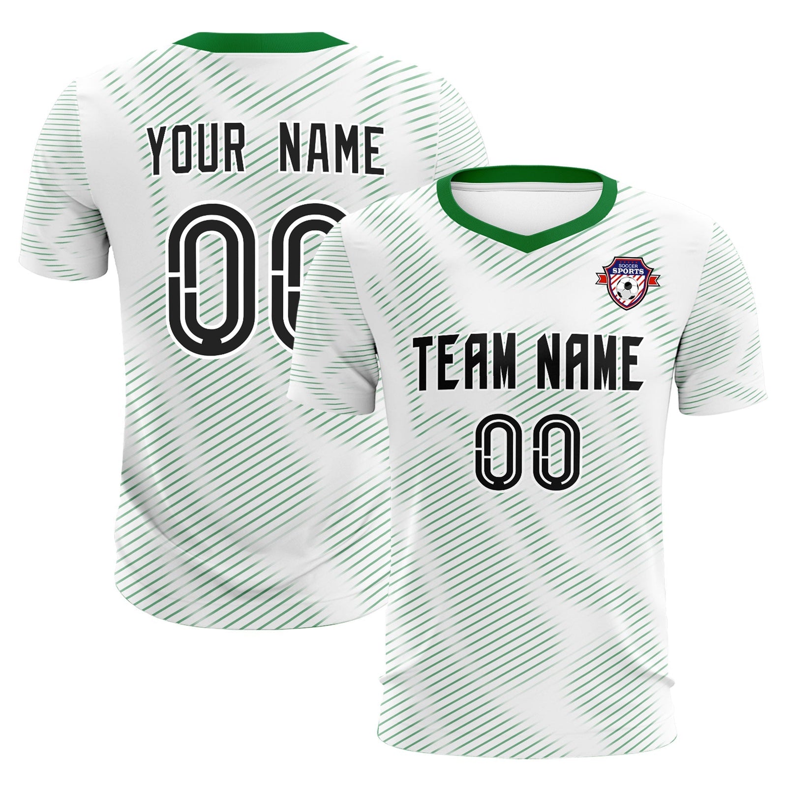 Custom White Kelly Green Training Uniform For Men Soccer Sets Jersey