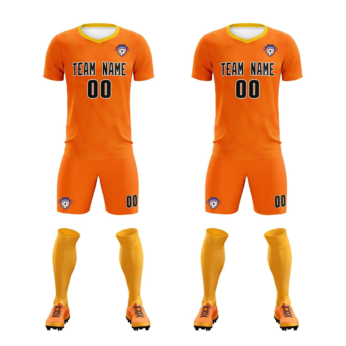 Custom Orange Gold Training Uniform For Men Soccer Sets Jersey