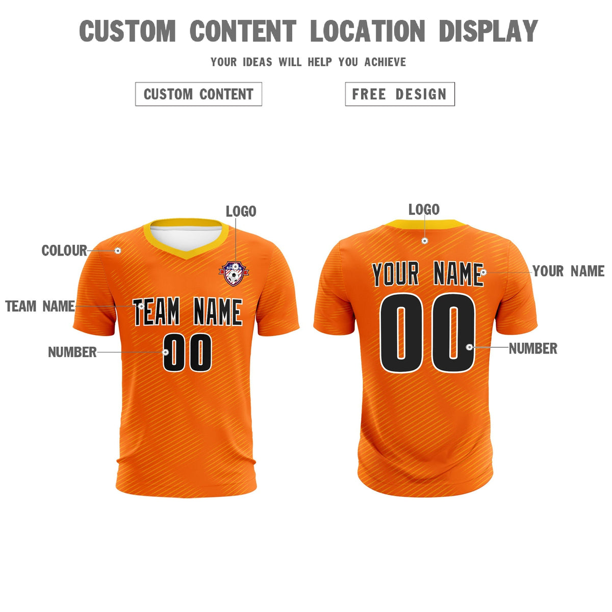 Custom Orange Gold Training Uniform For Men Soccer Sets Jersey