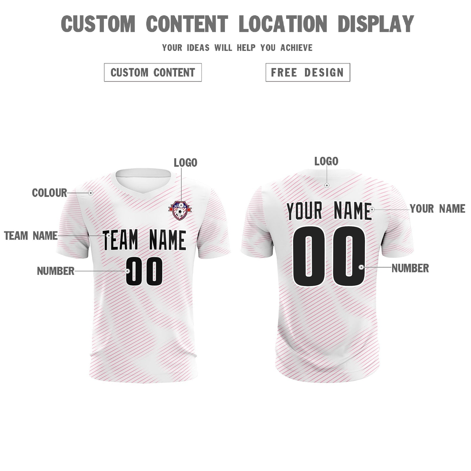 Custom White Pink Training Uniform For Men Soccer Sets Jersey