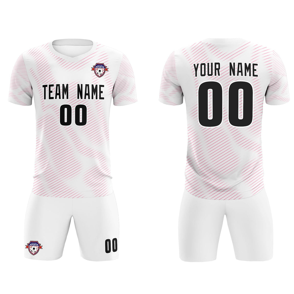 Custom White Pink Training Uniform For Men Soccer Sets Jersey
