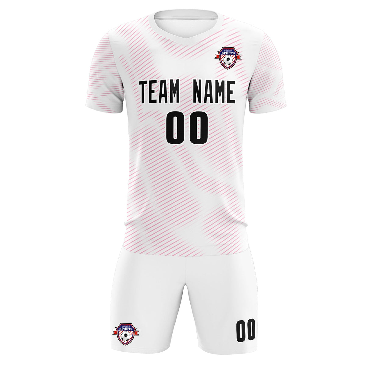 Custom White Pink Training Uniform For Men Soccer Sets Jersey