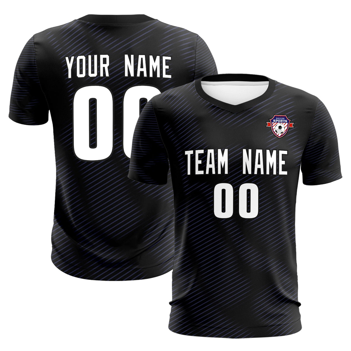 Custom Black Purple Training Uniform For Men Soccer Sets Jersey