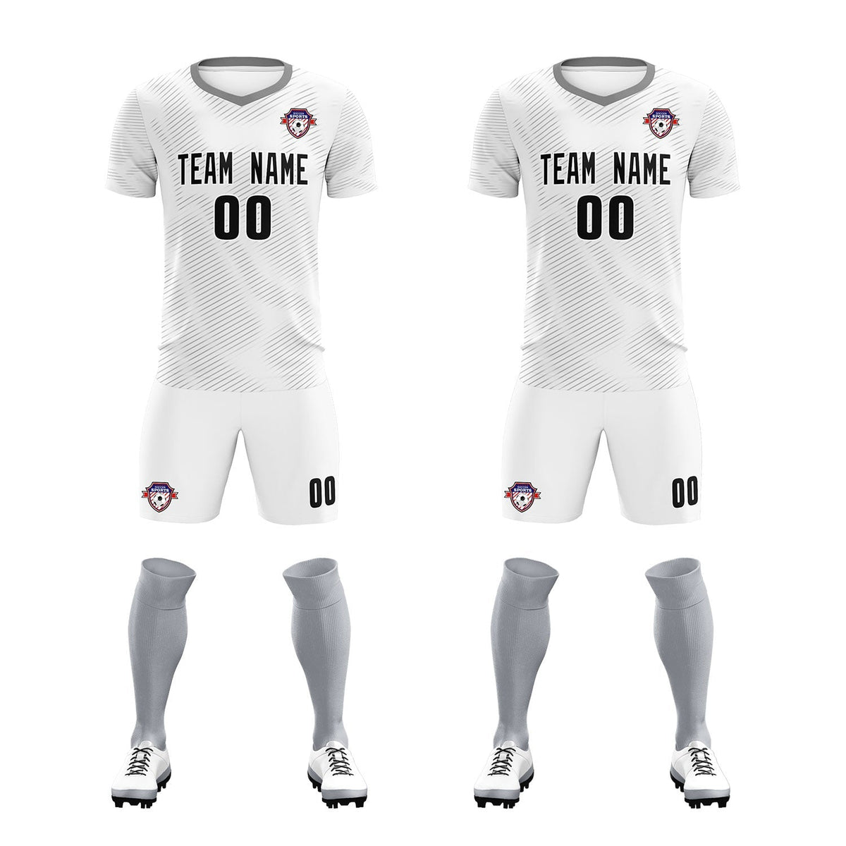 Custom White Gray Training Uniform For Men Soccer Sets Jersey