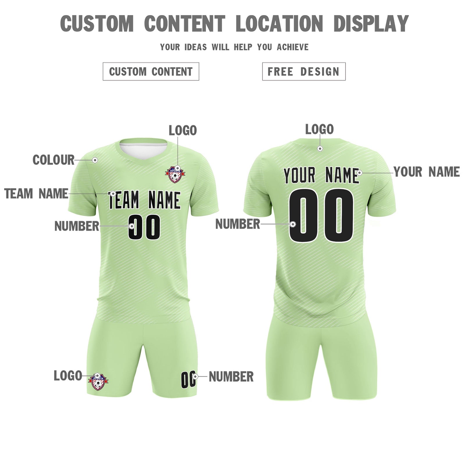 Custom Green White Training Uniform For Men Soccer Sets Jersey