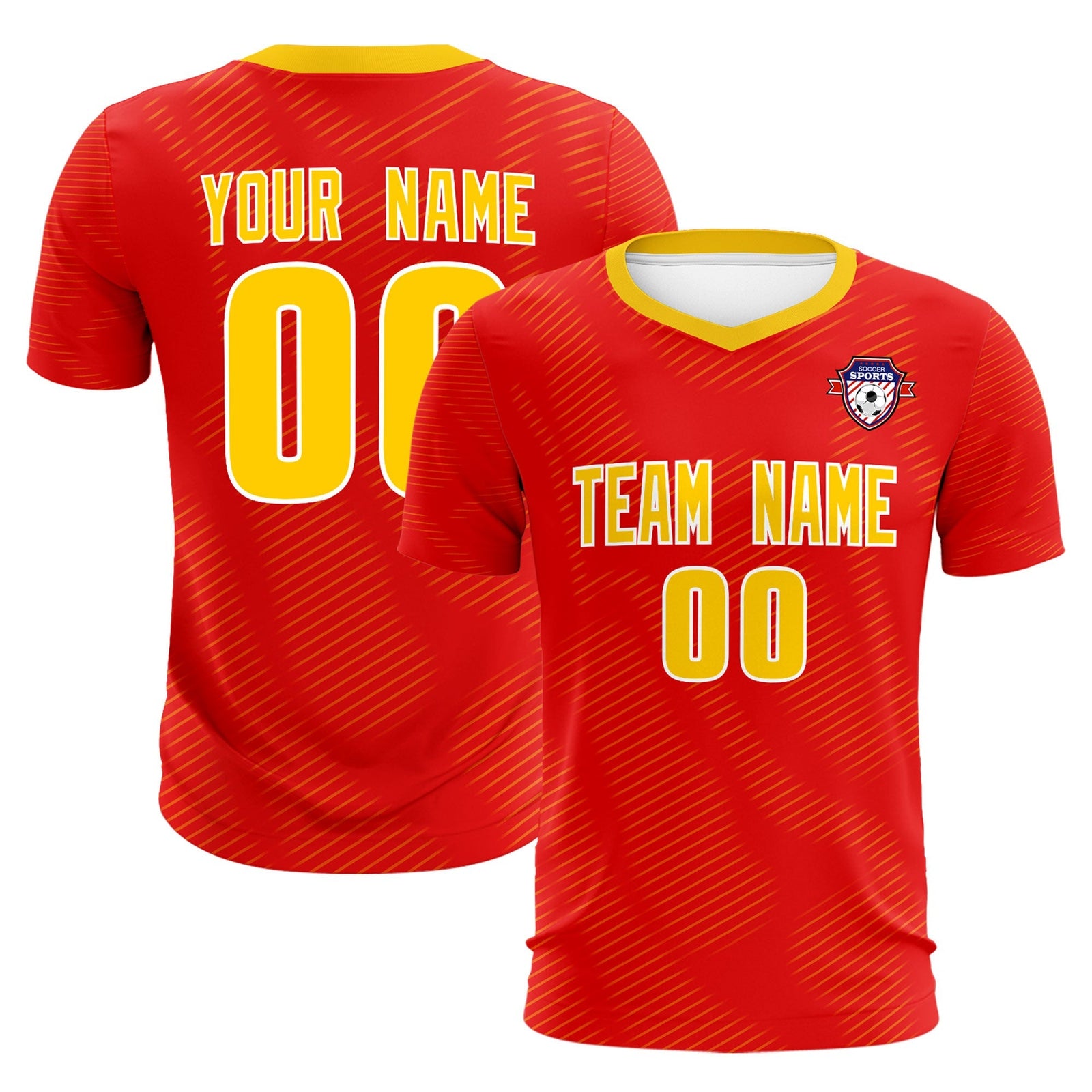 Custom Red Gold Training Uniform For Men Soccer Sets Jersey