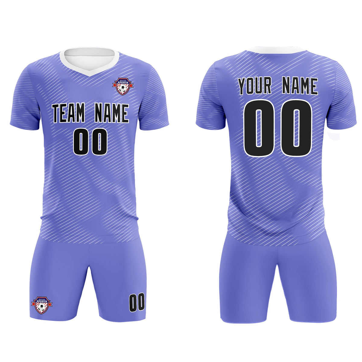 Custom Light Purple White Training Uniform For Men Soccer Sets Jersey