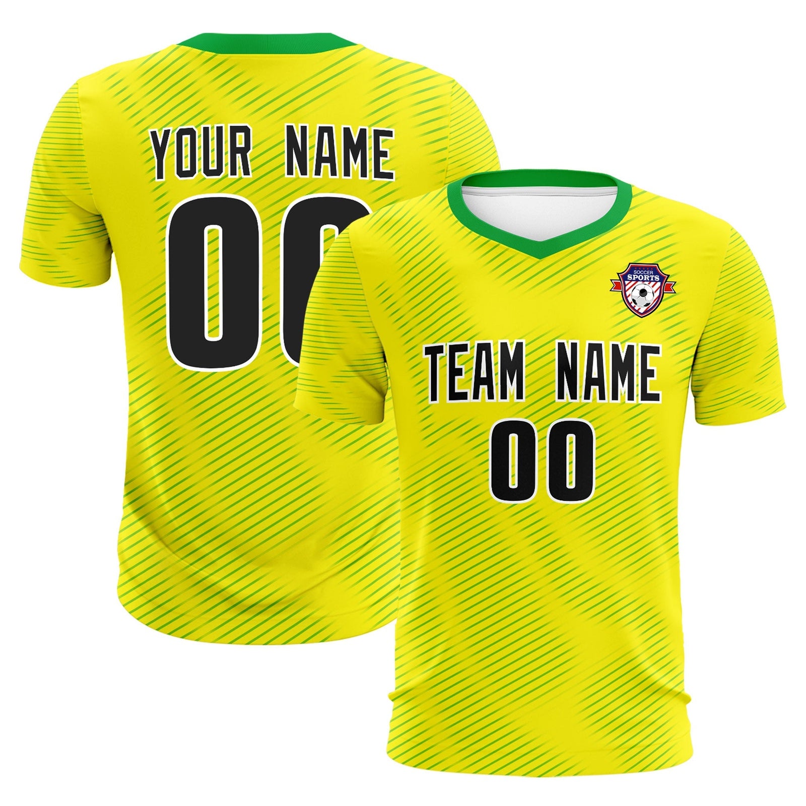 Custom Gold Kelly Green Training Uniform For Men Soccer Sets Jersey