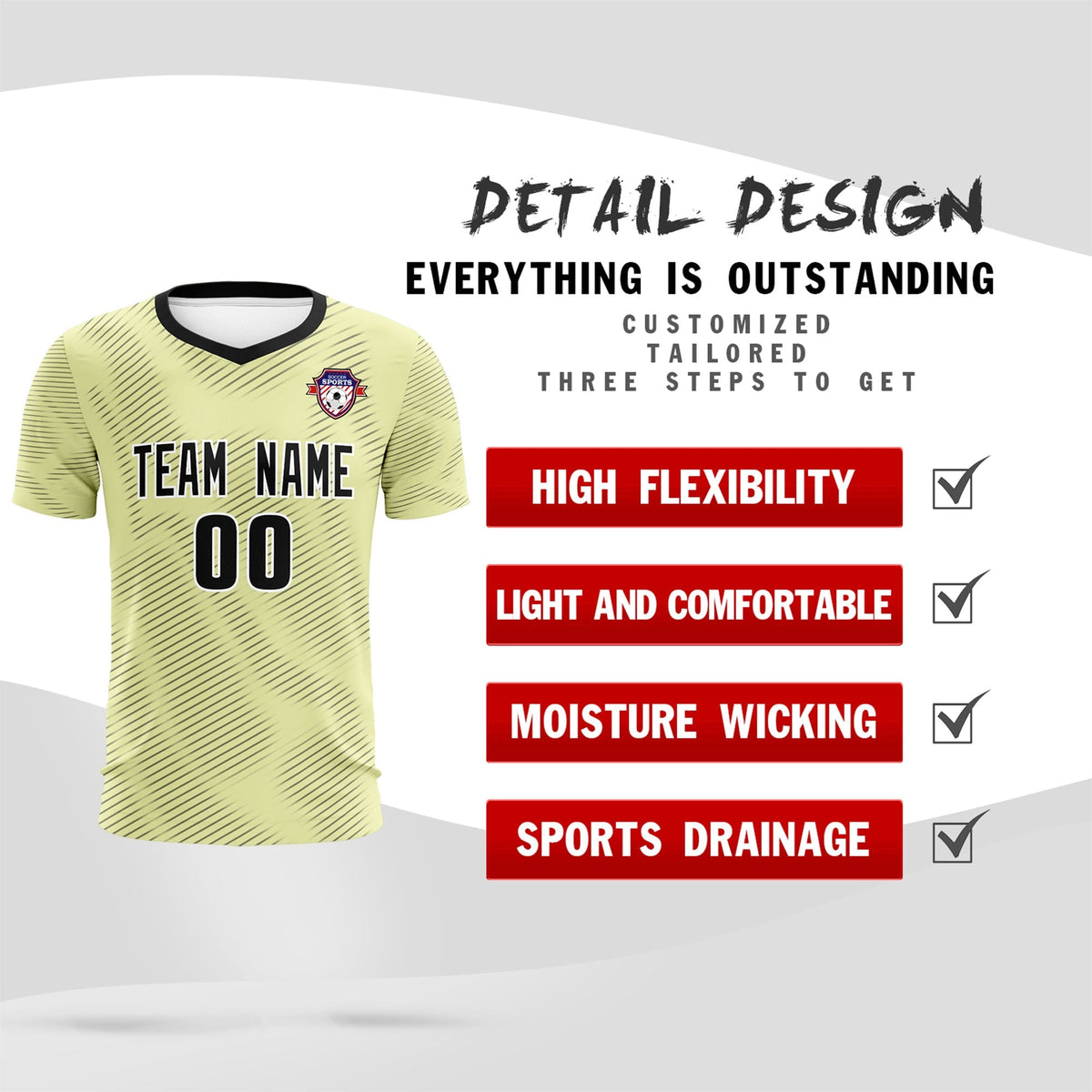 Custom Cream Black Training Uniform For Men Soccer Sets Jersey