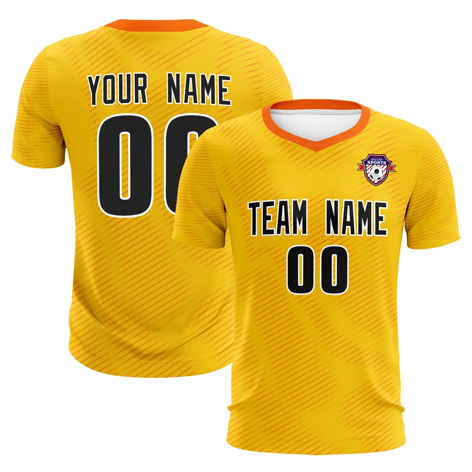 Custom Yellow Orange Training Uniform For Men Soccer Sets Jersey