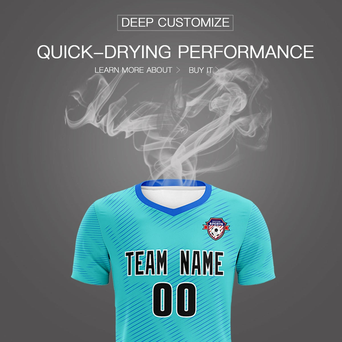 Custom Sky Blue Powder Blue Training Uniform For Men Soccer Sets Jersey