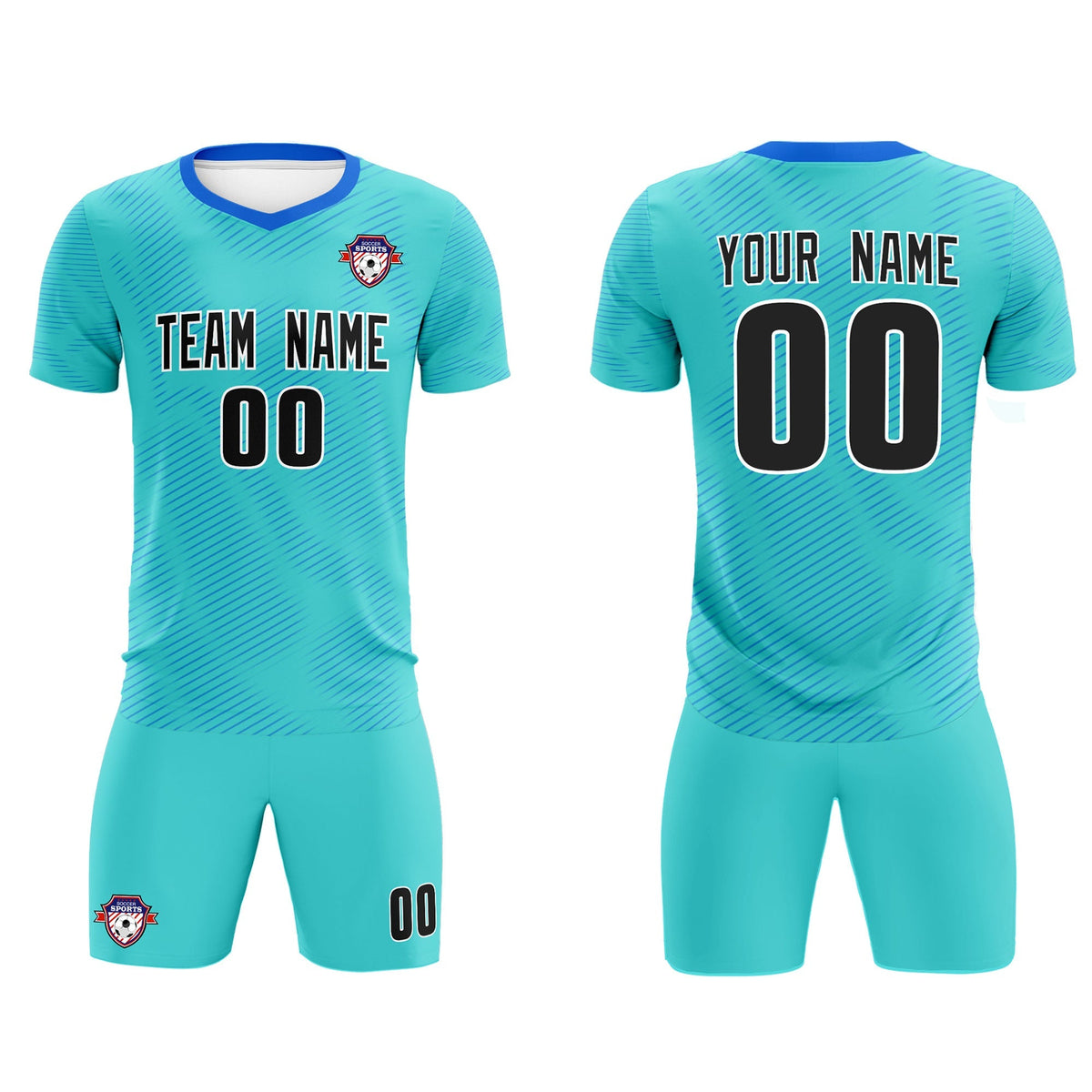 Custom Sky Blue Powder Blue Training Uniform For Men Soccer Sets Jersey