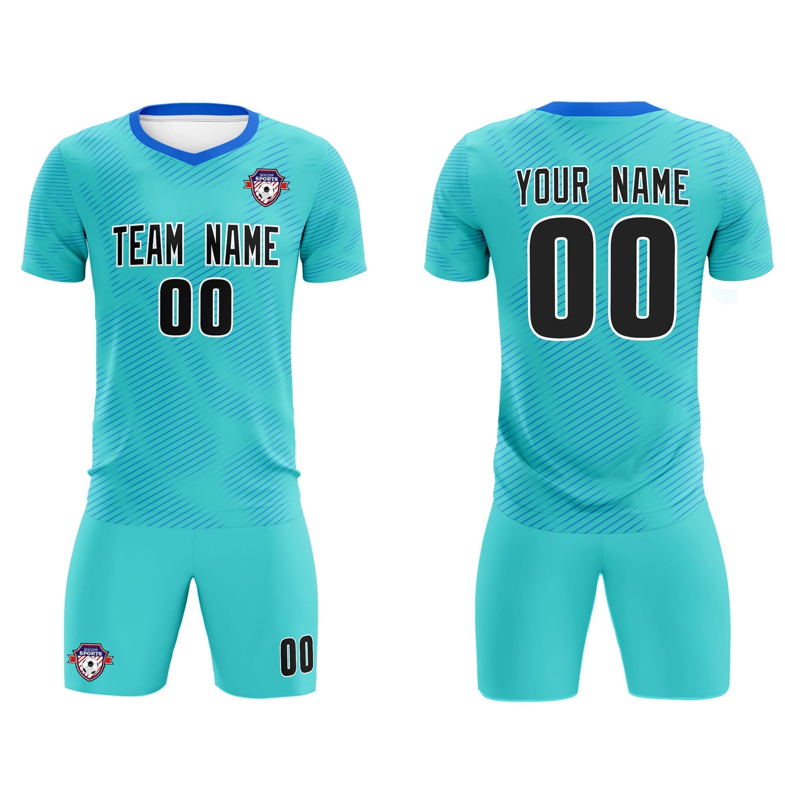 Custom Sky Blue Powder Blue Training Uniform For Men Soccer Sets Jersey