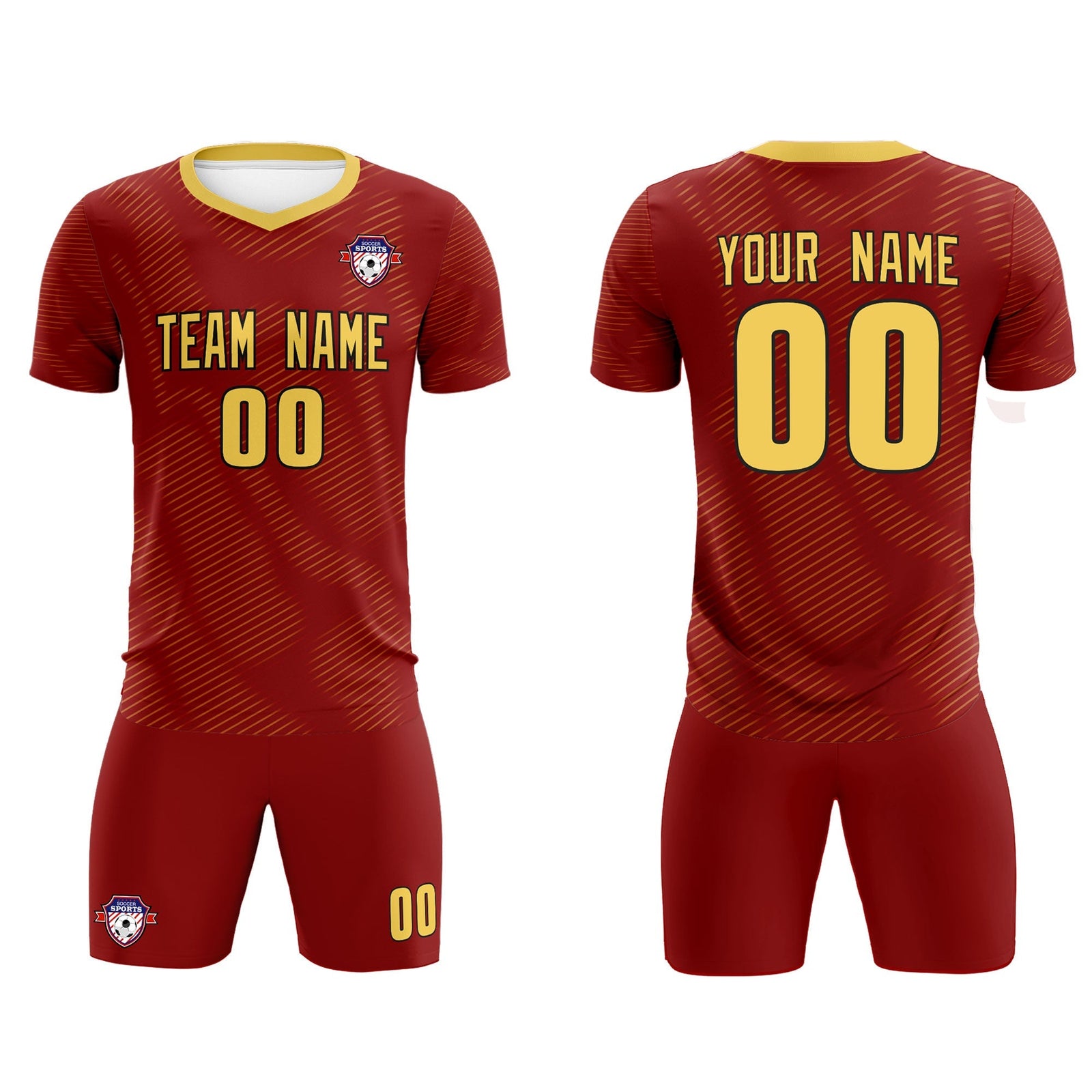 Custom Crimson Khaki Training Uniform For Men Soccer Sets Jersey