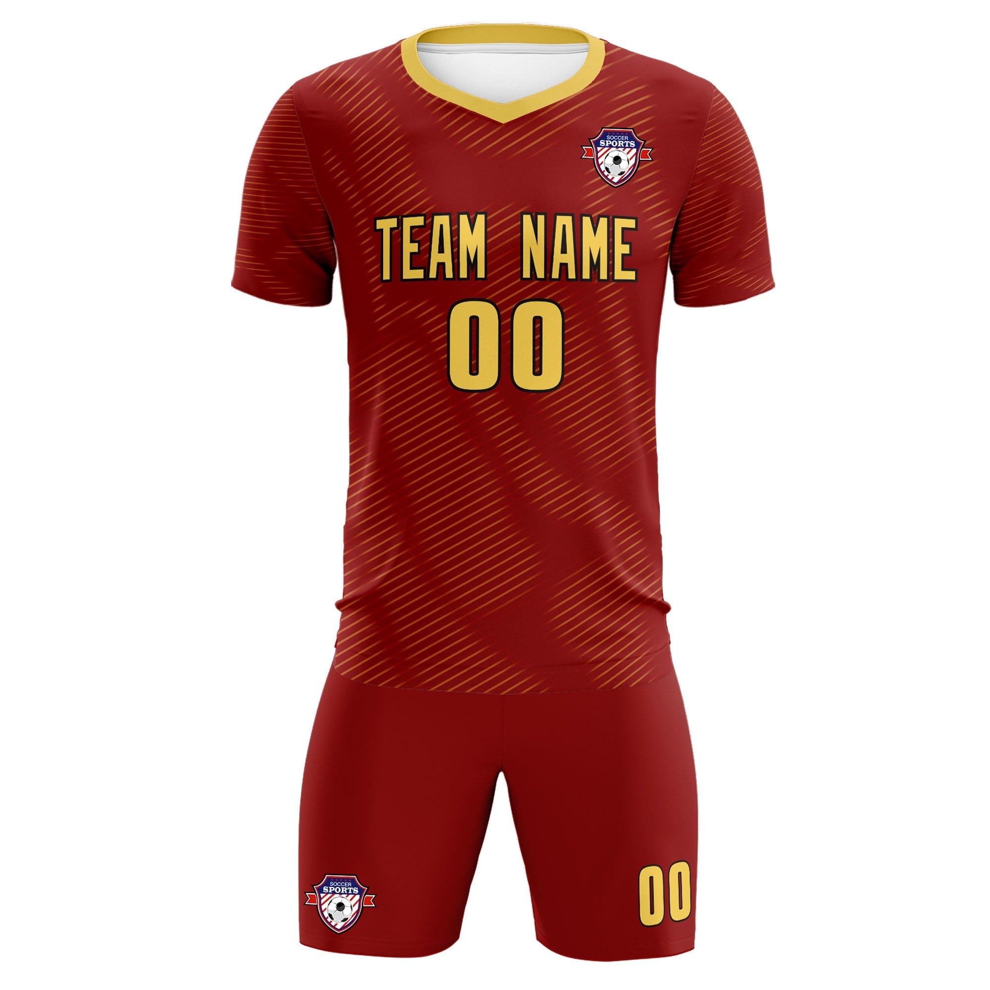 Custom Crimson Khaki Training Uniform For Men Soccer Sets Jersey