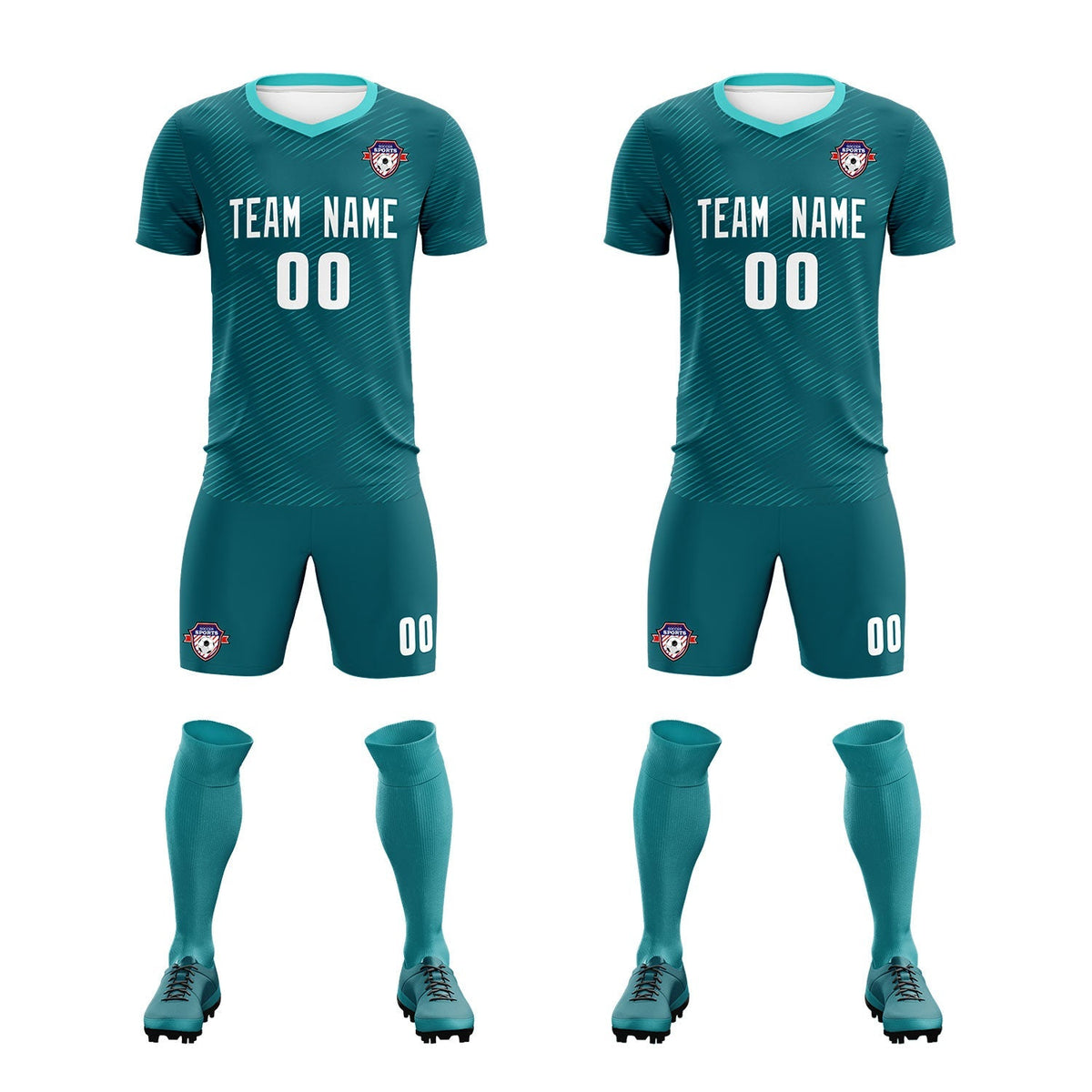 Custom Aqua Aqua Training Uniform For Men Soccer Sets Jersey