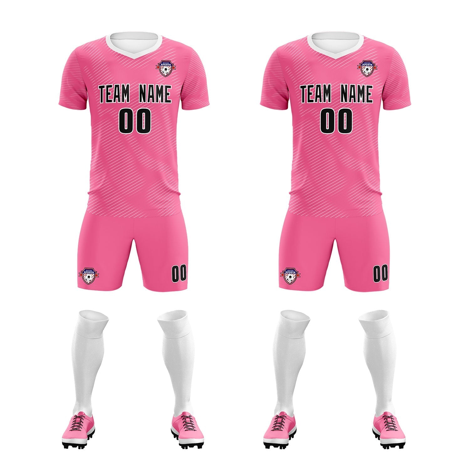 Custom Pink White Training Uniform For Men Soccer Sets Jersey