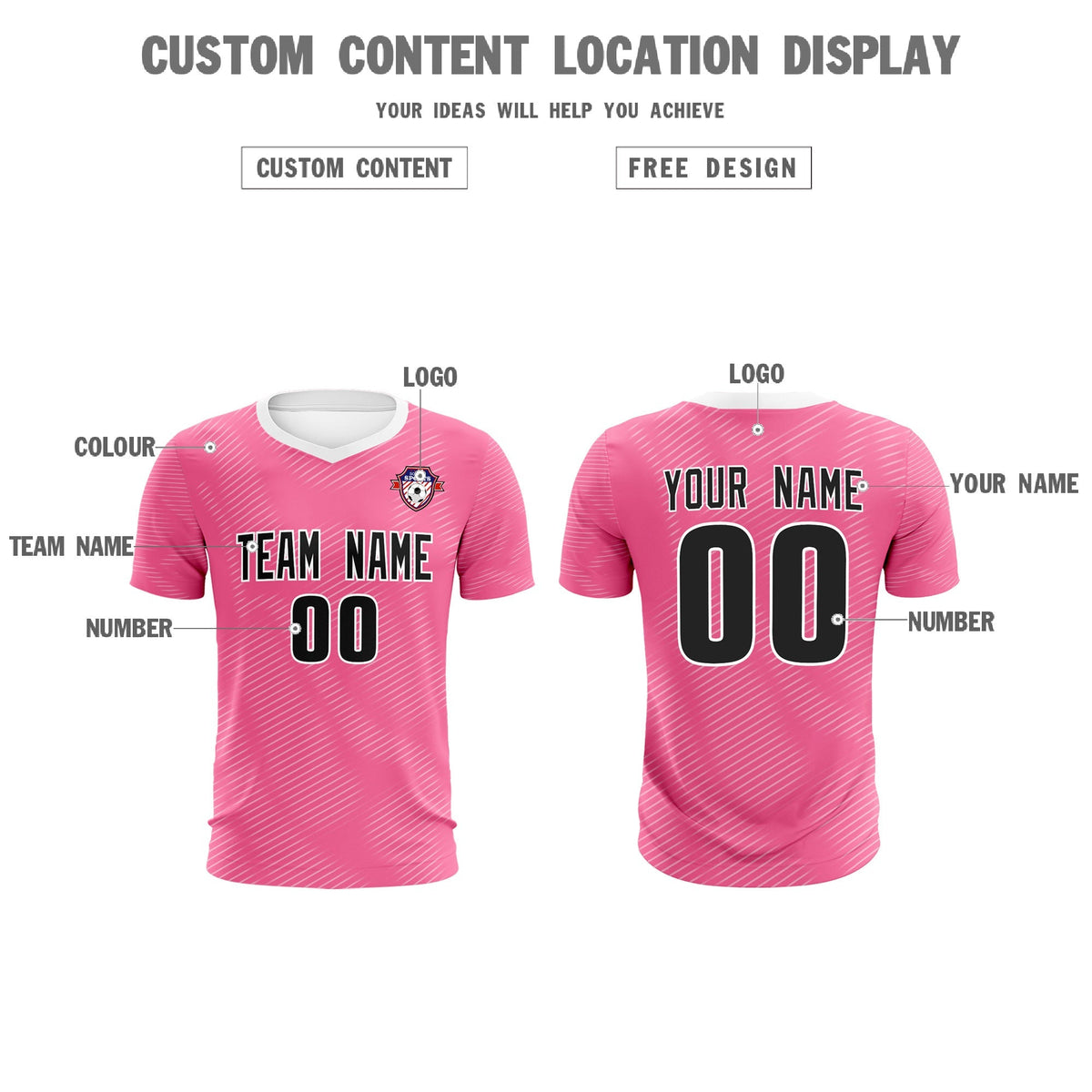 Custom Pink White Training Uniform For Men Soccer Sets Jersey
