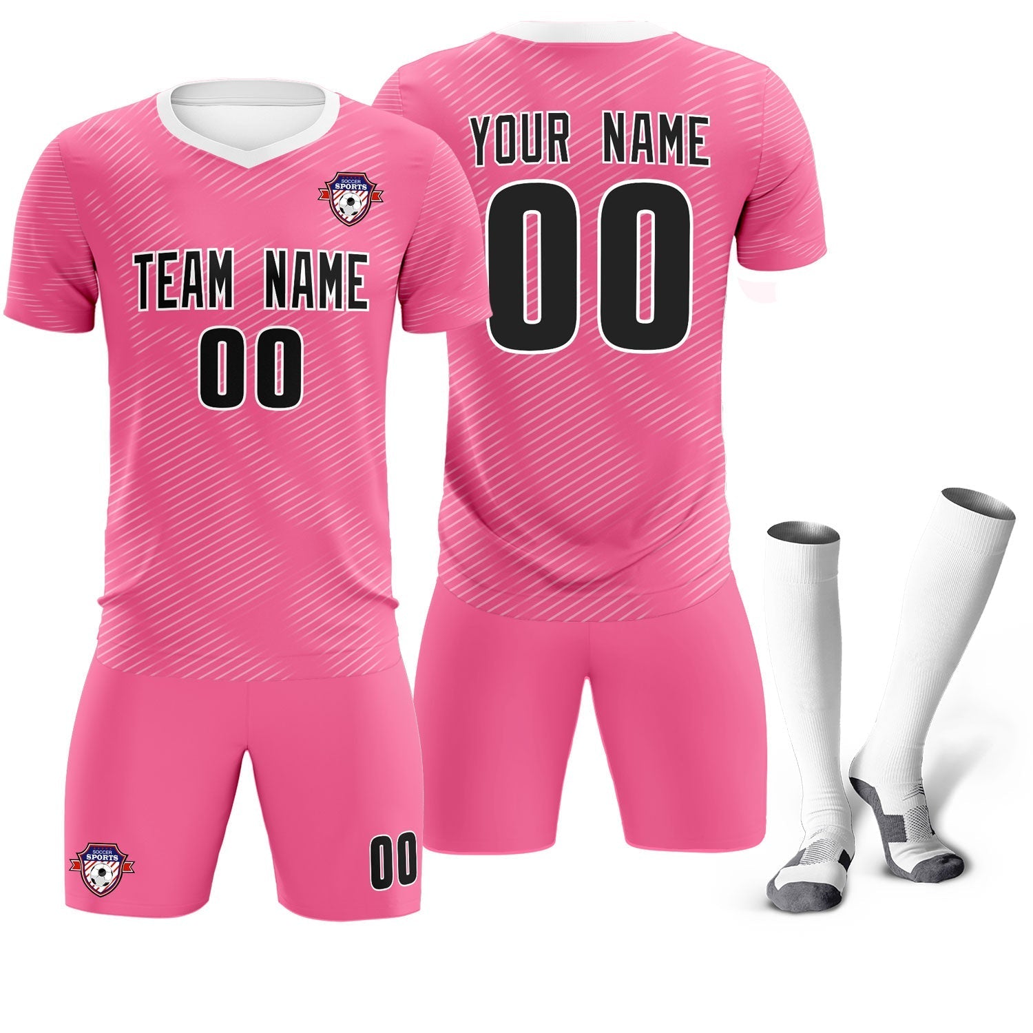 Custom Pink White Training Uniform For Men Soccer Sets Jersey