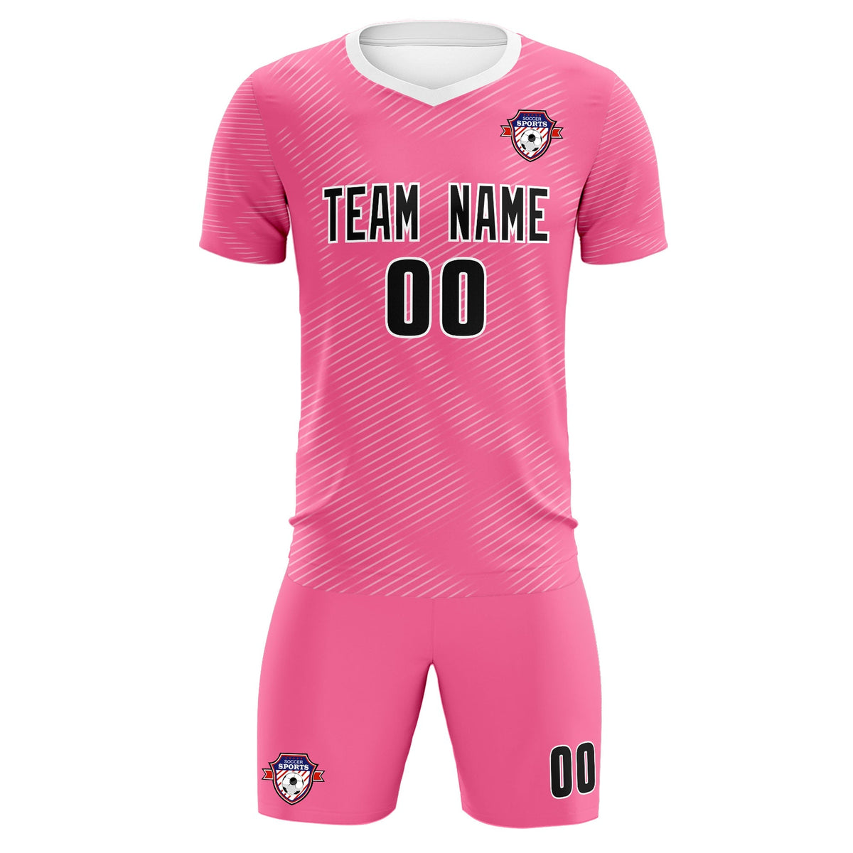 Custom Pink White Training Uniform For Men Soccer Sets Jersey