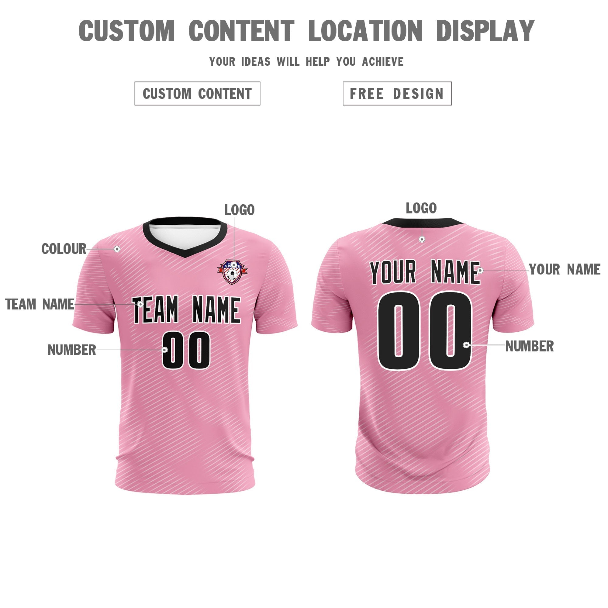 Custom Light Pink White Training Uniform For Men Soccer Sets Jersey