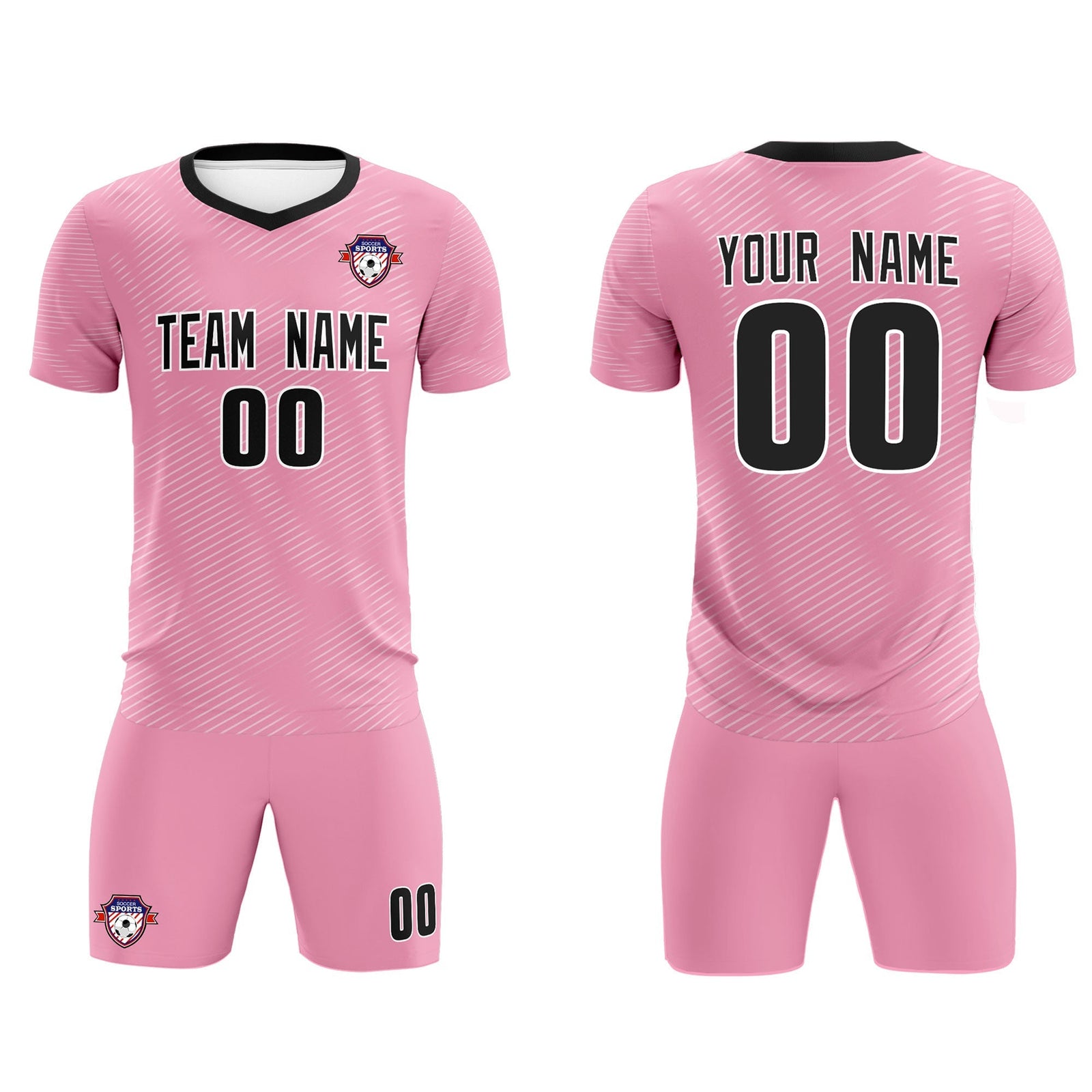 Custom Light Pink White Training Uniform For Men Soccer Sets Jersey