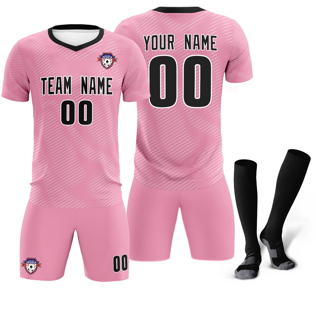 Custom Light Pink White Training Uniform For Men Soccer Sets Jersey