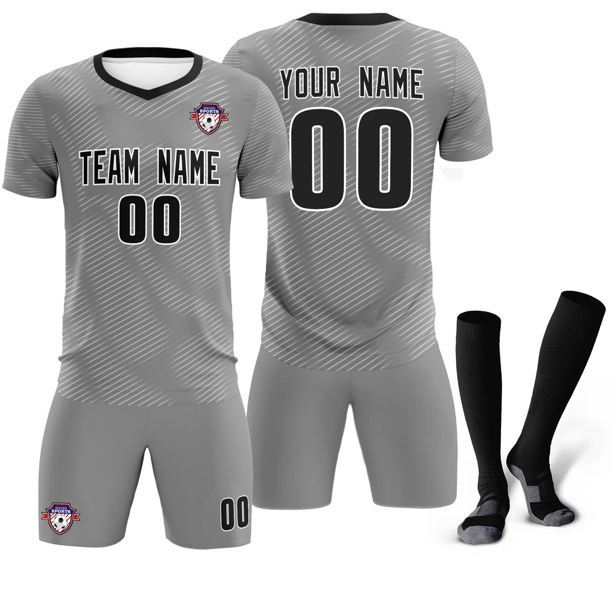 Custom Dark Gray White Training Uniform For Men Soccer Sets Jersey