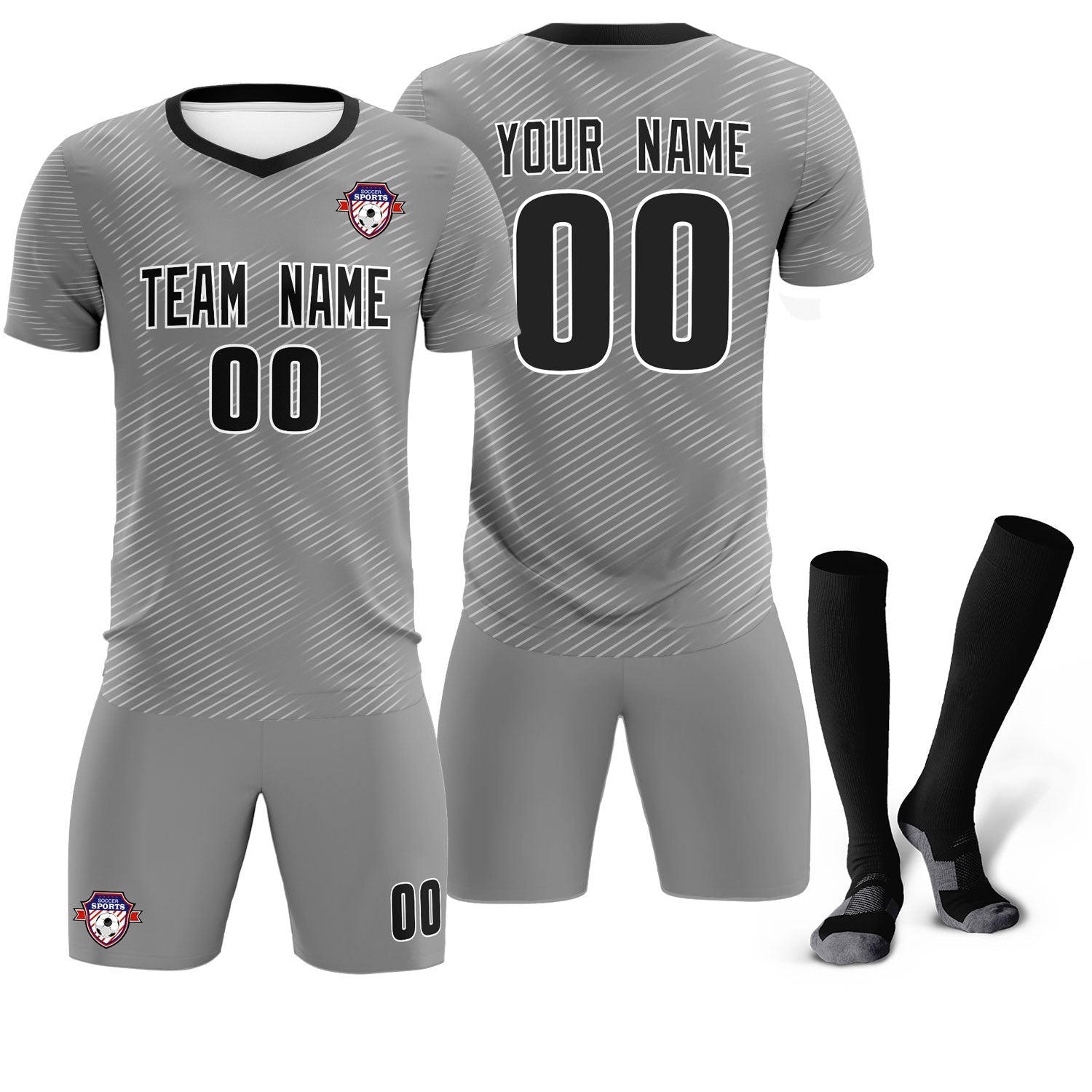 Custom Dark Gray White Training Uniform For Men Soccer Sets Jersey