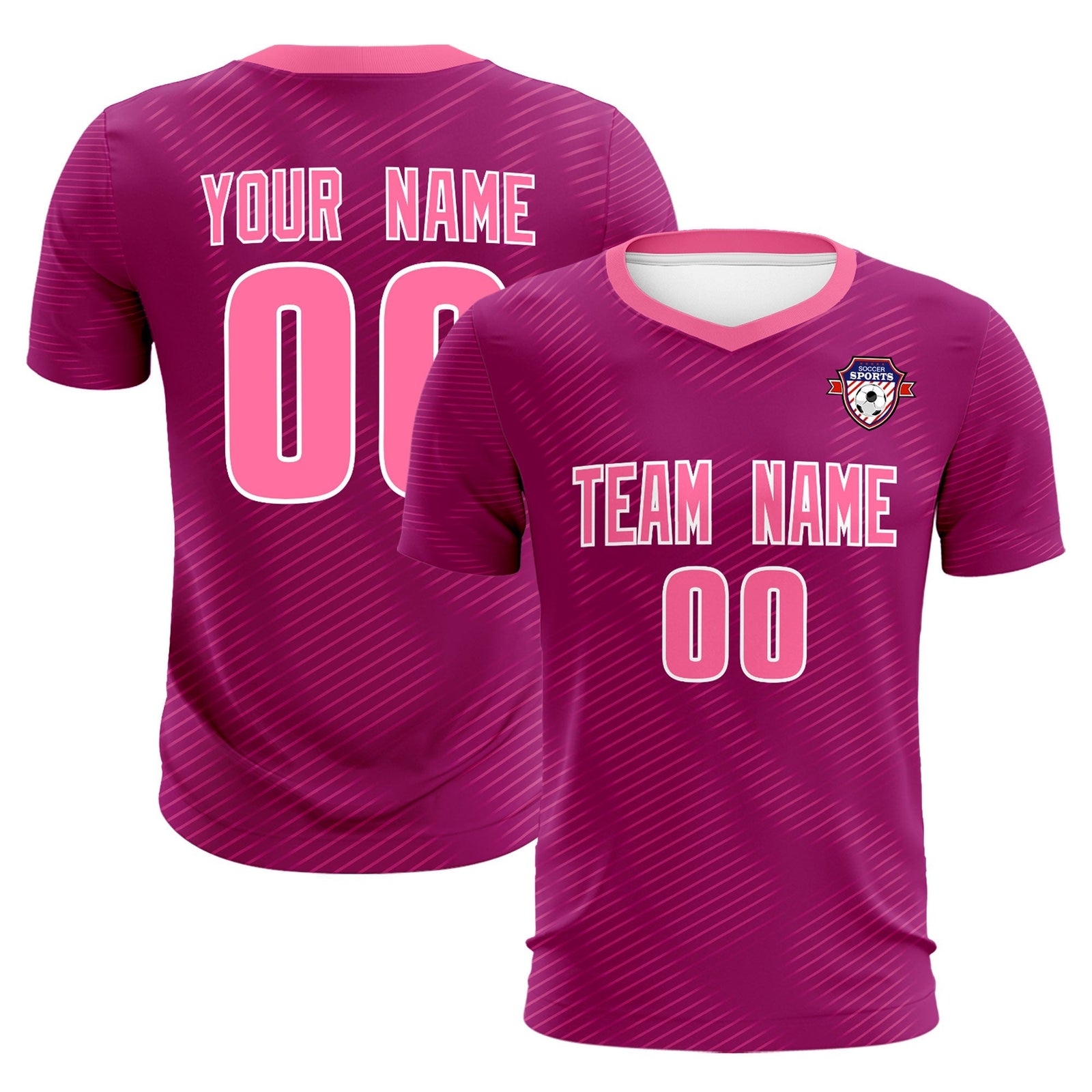 Custom Rose Red Pink Training Uniform For Men Soccer Sets Jersey